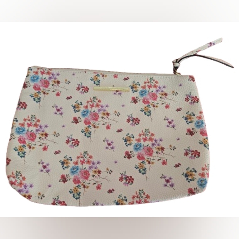 Steve Madden Floral Cosmetic Bag - Cream with Multicolor Flowers